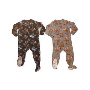 Boys 24M Fleece Footed Zipper PJs Monster Truck Christmas Reindeer